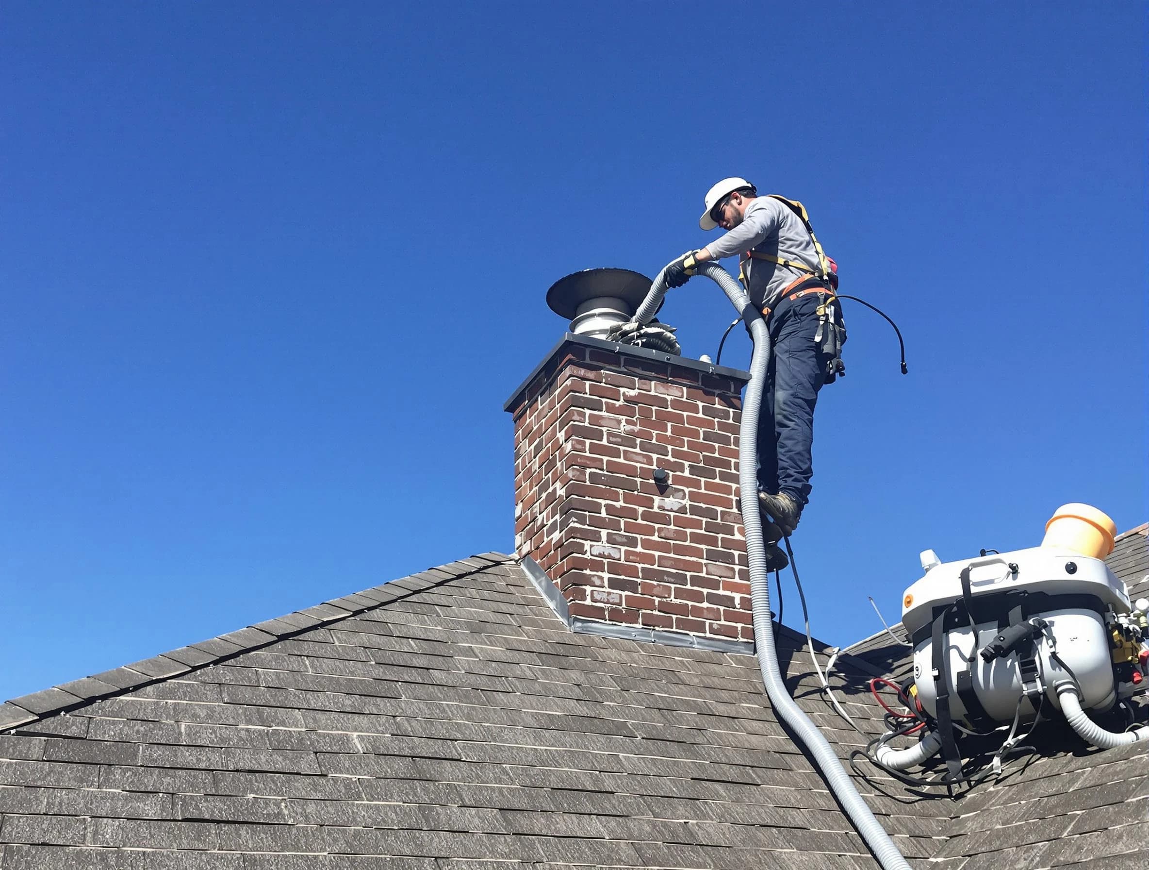 Dedicated Neptune Chimney Sweep team member cleaning a chimney in Neptune, NJ