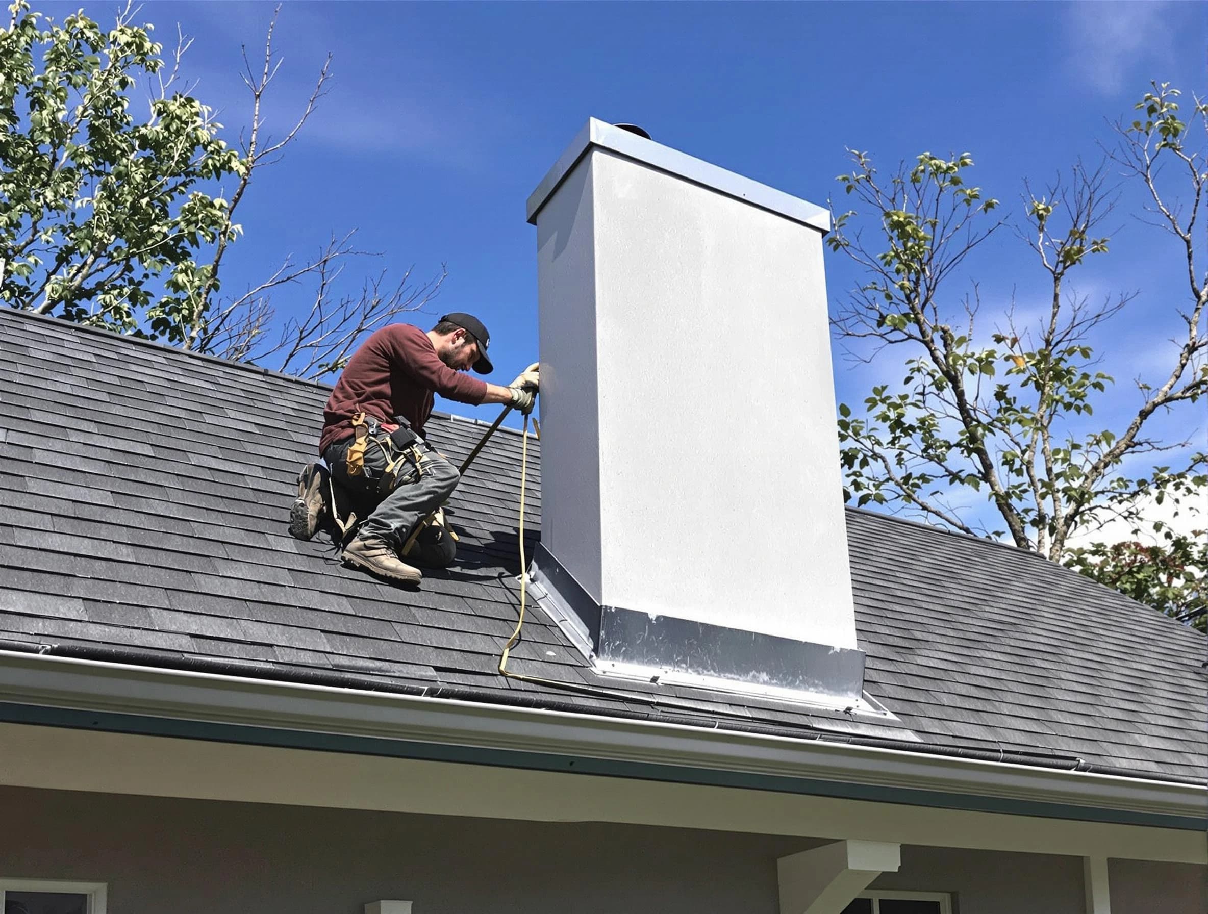 Neptune Chimney Sweep team member finishing chimney construction in Neptune, NJ