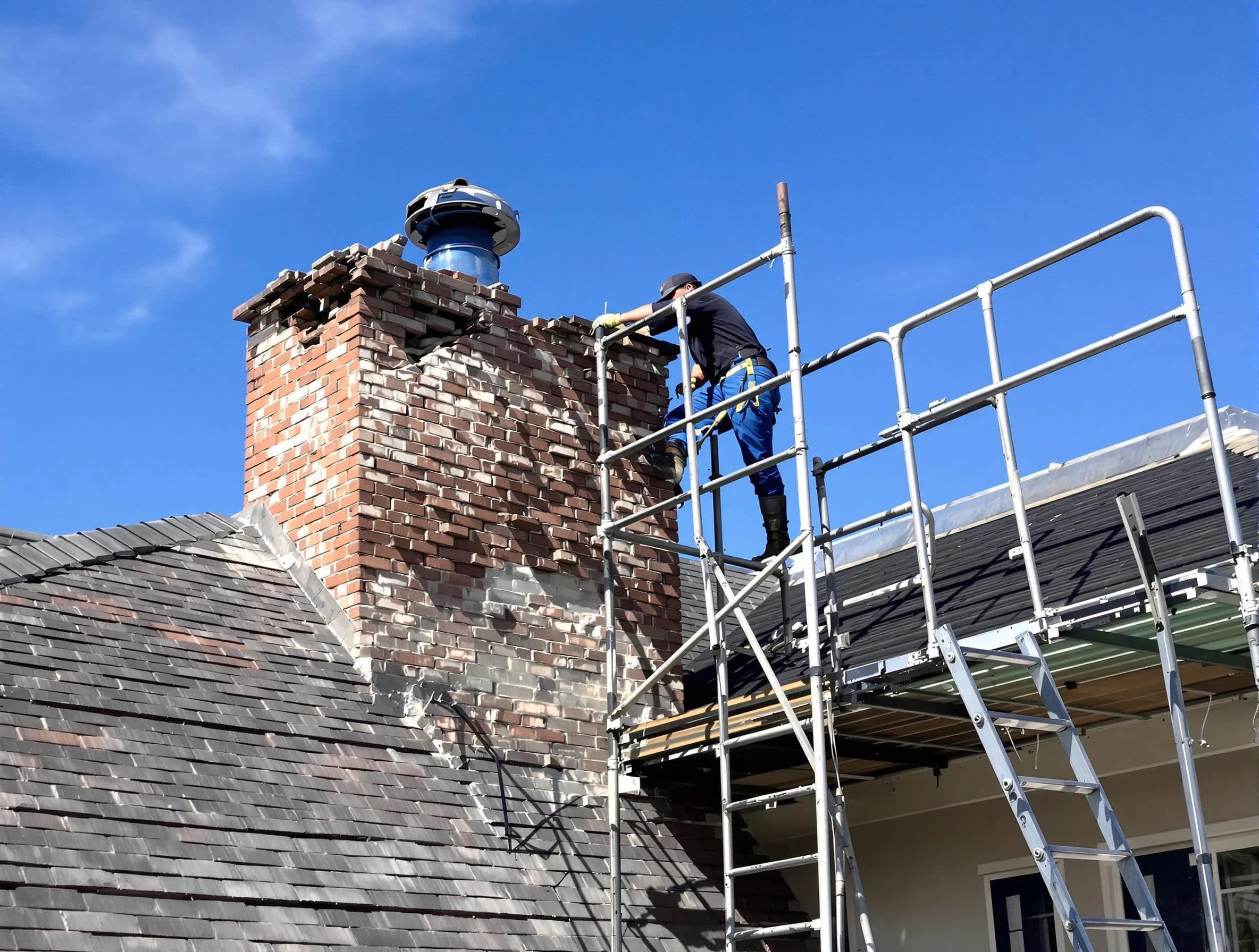 Rebuilding a chimney structure by Neptune Chimney Sweep in Neptune, NJ