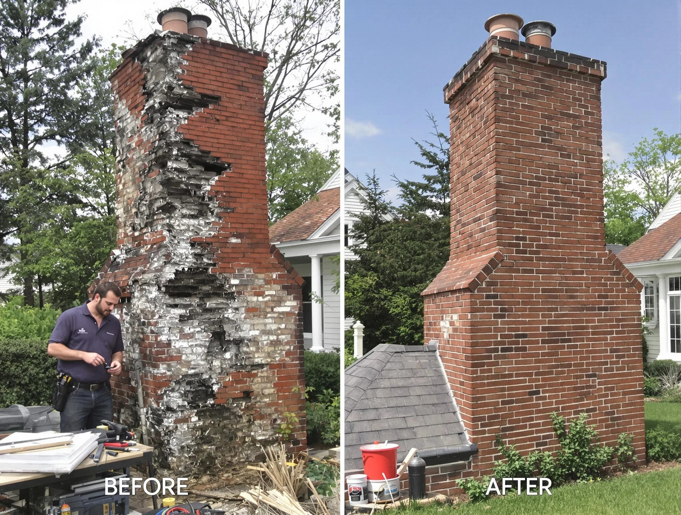 Neptune Chimney Sweep performing a full chimney restoration in Neptune, NJ