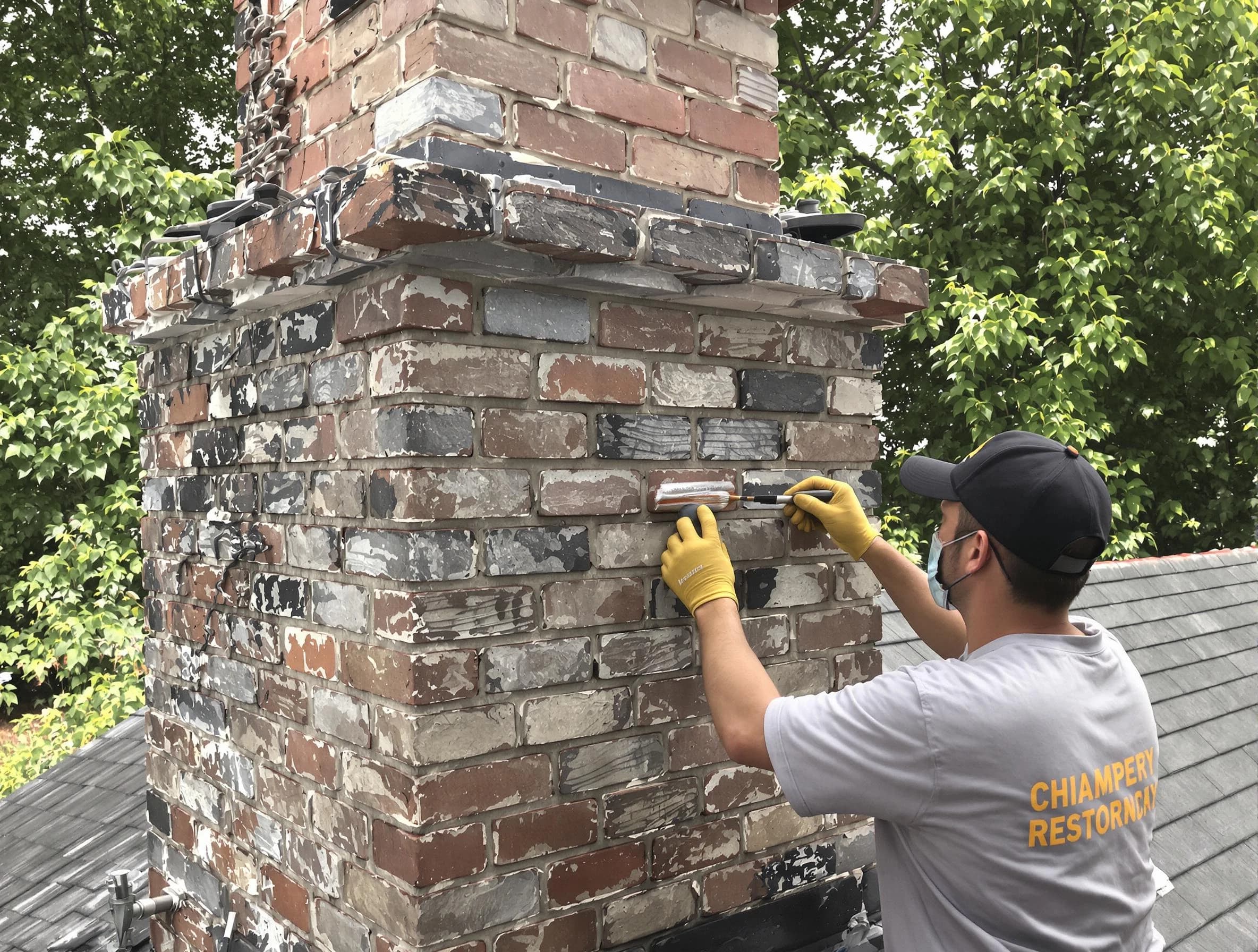 In-progress chimney restoration by Neptune Chimney Sweep in Neptune, NJ