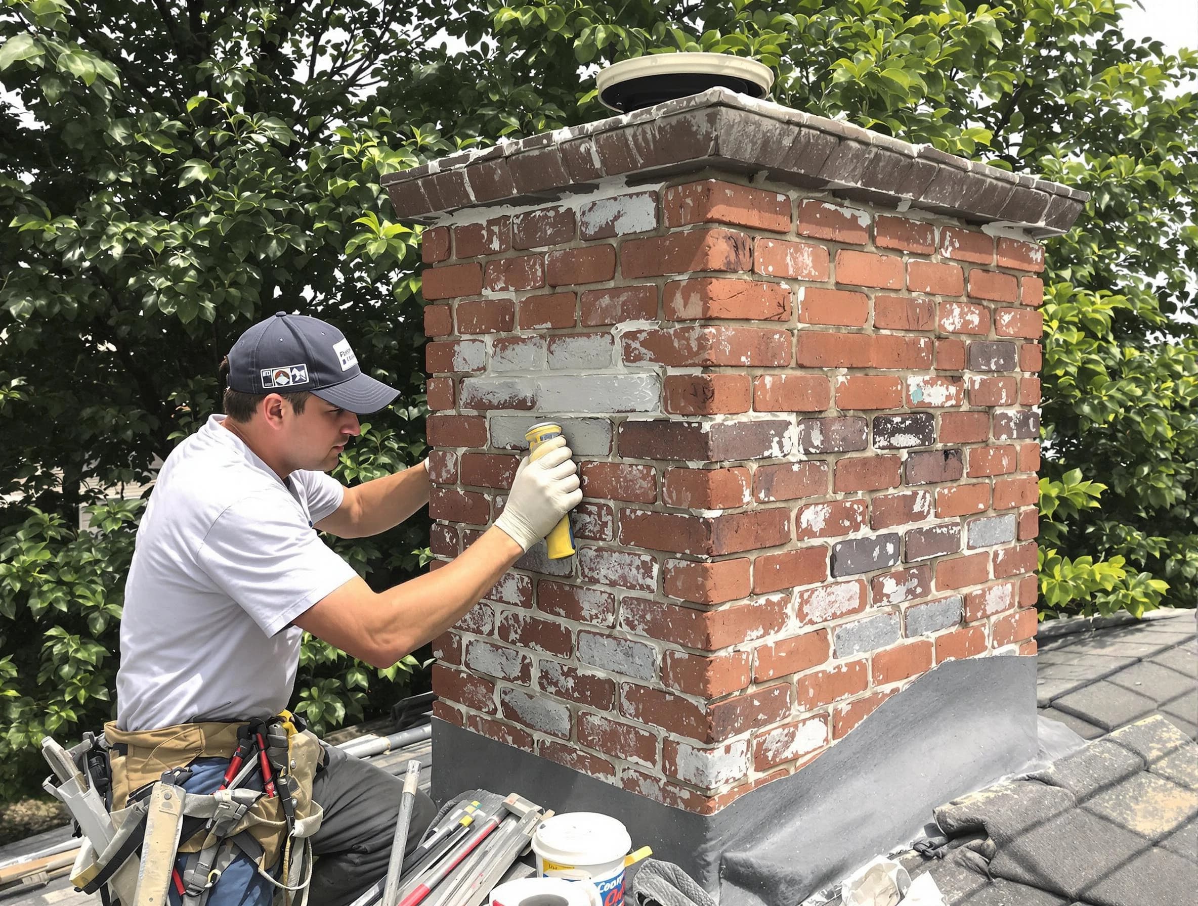 Neptune Chimney Sweep restoring an aging chimney in Neptune, NJ