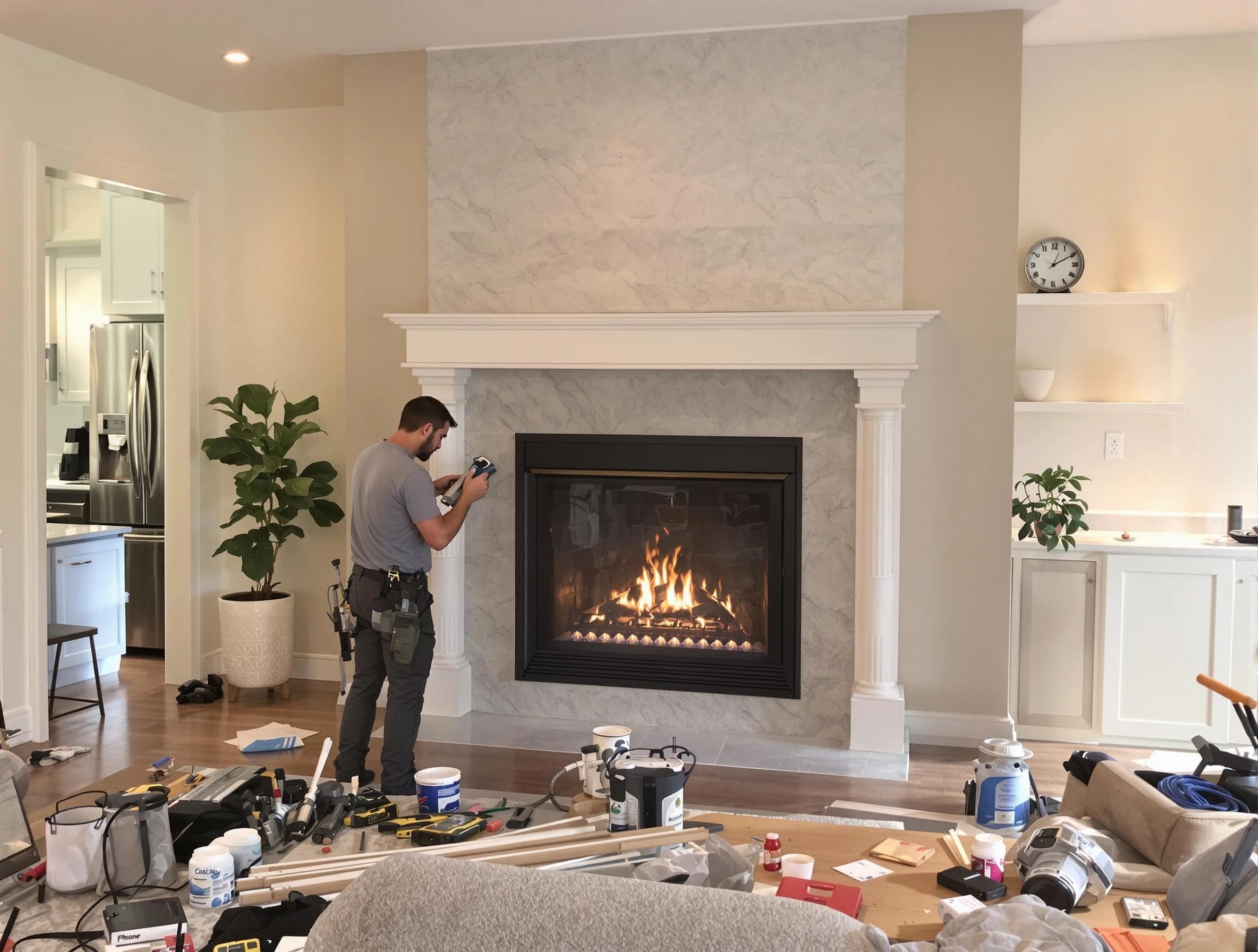 Newly installed fireplace by Neptune Chimney Sweep in Neptune, NJ